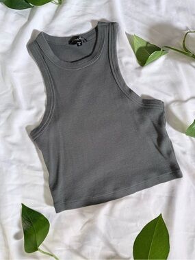 Dynamite Ribbed Dark Teal Cropped Tank | Size XS